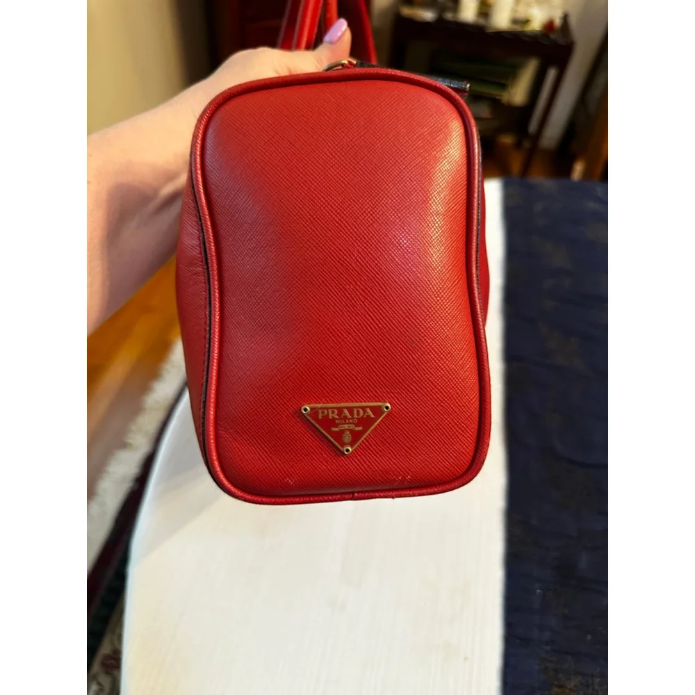 Prada Red Leather Barrel Bag - Picture 7 of 16
